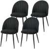 Modern Dining Chairs Set of 4, Upholstered Dining Room Chairs with Metal Legs, Shell Backrest, Padded Seat, Black