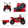 6V Electric Toy Car with Back Trailer, Forward Backward, Wear-Resistant Wheels for Ages 18-36 Months, Red