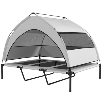 Elevated Dog Bed with Removable Canopy, Portable Outside Raised Pet Cot, Storage Bag, 48