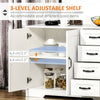 Modern Sideboard Buffet Cabinet with Drawers and Beadboard Door Cupboard Kitchen Storage Cabinet