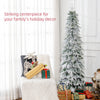 6ft Pencil Flocked Artificial Christmas Tree with 600 Branch Tips, Auto Open and Steel Base