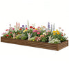 12 x 4 x 1ft Galvanized Raised Garden Bed, Reinforced Outdoor Planter Box with Open Bottom, Distressed Brown