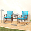 Outdoor Glider Chair with Table, 2-Seat Patio Glider Loveseat with Breathable Mesh Fabric, Blue