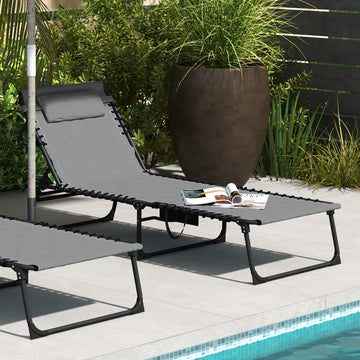 Folding Chaise Lounge with Reclining Back, 25.6