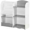 Qaba Kids Toy Storage Organizer Shelf, Children Bookshelf for Bedroom, Playroom, Nursery, Grey