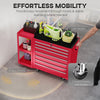 7-Drawer Rolling Tool Chest with Detachable Side Shelf, Lockable Tool Cabinet Box Organizer with Wheels, Red