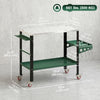 2Tier Rolling Tool Cart with Wheels, Lockable Steel Heavy Duty Cart with Side Tray, Silver & Green