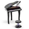 Qaba Mini Electronic Musical Piano 37 Key Keyboard Multifunction Kids Toy with Microphone Stool (Black)