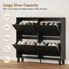 Shoe Cabinet with 4 Flip Drawers, Freestanding Narrow Shoe Storage Cabinet with Adjustable Shelves, Open Back, Black
