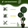 35 Inch Potted Fake Plant, Artificial Boxwood Topiary Tree, Triple Ball Tree for Indoor and Outdoor, Dark Green