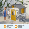 Wooden Playhouse for Kids Outdoor with Door, Windows, Planter Pots and Boxes for Toddlers 3-8 Years, Grey