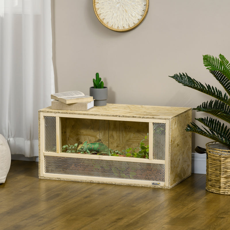 Wooden Reptile Terrarium with Sliding Door for Chameleon, Lizard, Snake, Frog, Turtle, 31.5