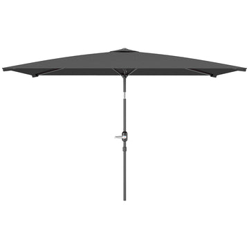 6.6x9.6ft Rectangle Aluminum Tilt Patio Umbrella, Garden Market Parasol, Outdoor Sunshade Canopy with Crank, Dark Grey