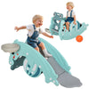 Qaba 3-in-1 Kids Slide And Rocking Horse Dual-Use Children Activity Equipment Portable Slide Indoor Outdoor Playground Toy W/ Basketball Hoop Toddler Birthday Gift, Age 1.5-3, Green