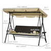 3-Seat Patio Swing Chair, Outdoor Canopy Swing Glider with Adjustable Shade