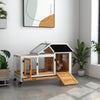 Rabbit Cage with Wheels, Ramp, Run, Tray for Indoor Outdoor, Suitable for Rabbit, Guinea Pig, Yellow