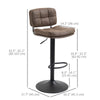 Bar Stools Set of 2, Swivel Counter Height Barstools with Adjustable Height, Back and Footrest, PU Leather Bar Chairs