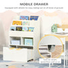 Kids Bookshelf Bookcase Multi-Shelf Rack Organizer with Storage Drawer for Books for Reading Nook, Classroom, Bedroom, Playroom, White