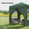 6.6'x6.6' Pop Up Canopy Tent with Sidewalls, Instant Sun Shelter Camping Gazebo with Carry Bag, Dark Green