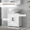 Farmhouse Pedestal Sink Storage Cabinet, Bathroom Under Sink Cabinet with 2 Barn Doors and Adjustable Shelf, White