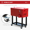80 Quart Rolling Cooler Cart Portable Patio Ice Beer Beverage Cooling Bin w/ Bottle Opener & Storage Shelf