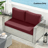 Outdoor Seat Cushions with Backrest, Loveseat Double Sofa Outdoor Furniture Cushions, Wine Red