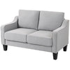 Loveseat Sofa, Modern Couch with Pocket Spring, Linen Upholstered, Thick Padded, Light Grey