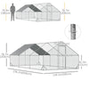 Metal Chicken Coop with Water- and UV-Protection Cover for Backyard Hen, Duck, Rabbit, 32.8' x 9.8' x 6.4'