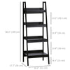 Set of 2, 4 Tier Ladder Shelf Bookcase, Multi-Use Display Rack, Storage Shelving Unit Display Stand, Flower Plant Stand, Home Office Furniture, Black