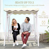 2 Seater Patio Swing with Stand, Canopy and Cushion, Outdoor Swing Chair Wooden Swinging Bench