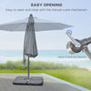 9.6ft Offset Patio Umbrella Garden Hanging Parasol Banana Cantilever Umbrella with Base, Crank, Dark Grey