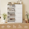 Modern Shoe Storage Cabinet with 4 Flip Drawers and Adjustable Shelves, Shoe Cabinet for 18-24 Pairs of Shoes, White