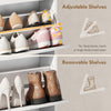 Shoe Cabinet, Slim Shoe Organizer Cabinet with 2 Flip Drawers, Adjustable Shelves, Drawer and Glass Top