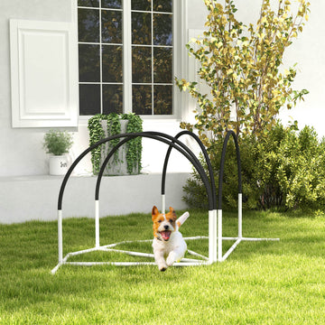 Dog Agility Kit Pet Obstacle Course Training Equipment Outdoor with Weave Poles, Carry Bag, Black