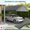 10 x 20ft Carport Replacement Canopy, UV Resistant Garage Car Cover with Ball Bungee Cords, White