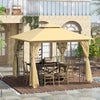 10'x10' Soft-top Steel Patio Gazebo Outdoor Sun Shelter with 2-Tier Polyester Roof, Curtain Sidewalls