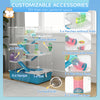 6 Tier Hamster Cage w/ Tunnels and Tubes, Hut, Wheel, Food Dish, Water Bottle, Ramps, for Dwarf & Gerbil, Light Blue