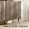 Buffet Cabinet with Storage Modern Fluted Sideboard with Adjustable Shelves Wood Legs for Dining Room Living Room Oak