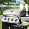 4+1 Burner Liquid Propane Gas Grill Outdoor Cabinet Style BBQ Trolley w/ Side Burner, Warming Rack, Side Shelf, Storage Cabinet, Thermometer, 4 Wheels, Carbon Steel, Silver