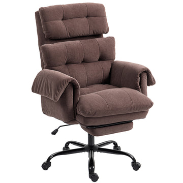 Reclining Executive Computer Desk Chair, Ergonomic Office Chair with Footrest and Thickly Padded, Coffee