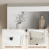 Bookshelf with 8 Cubbies and 4 Drawers, 5-Tier Double Wide Bookcase with Storage, Standing Book Cabinet, White