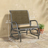 Patio Glider Outdoor Glider Chair with Breathable Mesh Seat & Backrest, Armrests and Metal Frame, Light Mixed Brown