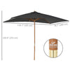7' x 10' Wooden Patio Umbrella, Rectangle Garden Parasol, Outdoor Sunshade Canopy with Bamboo Ribs for Garden, Dark Grey
