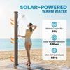 16 Gal Solar Heated Shower, 7.4 FT Outdoor Shower with 2 Shower Heads, Adjustable Temperature, Foot Faucet