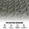 3 Piece Wicker Patio Furniture Set, Outdoor Bistro Set with Steel Table, Rattan Outdoor Conversation Furniture, Grey