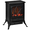 Free Stand Electric Fireplace Stove Heater with Adjustable LED Flame Effect and Front Door, 750W/1500W, Black