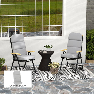 Coussin de siège extérieur avec dossier, coussin de chaise extérieur avec attaches et sangle réglable, coussin de patio antidérapant UPF 20+ de remplacement pour chaise extérieure, gris clair