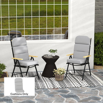 Outdoor Seat Cushion with Back, Outdoor Chair Cushion with Ties and Adjustable Strap, UPF 20+Non-Slip Patio Cushion Replacement for Outdoor Chair, Light Grey
