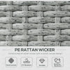 5PC Wicker Patio Lounger, Outdoor PE Rattan 5-level Adjustable Recliner Sofa Bed with Storage Side Table and Footstools, for Patio, Garden, Poolside, Khaki