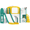 Qaba 7 in 1 Toddler Slide with Basketball Hoop, Climbing Frame, Telescope, Drawing Board, Storage Box for Ages 1-3